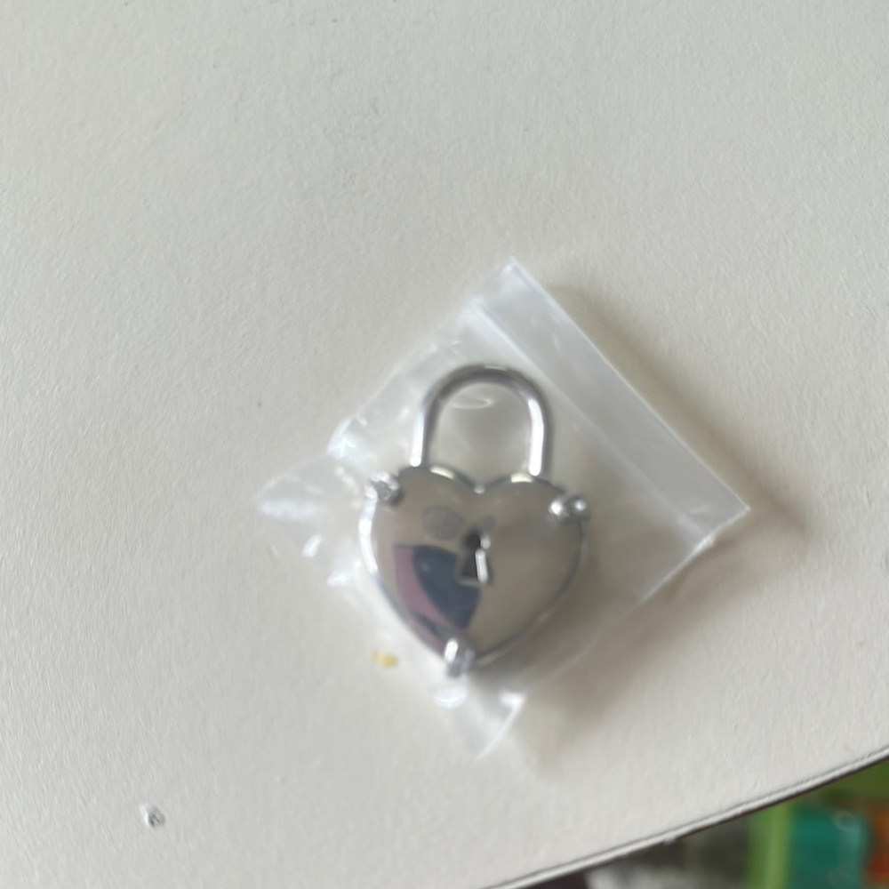 Heart-Shaped Silver Padlock Charm